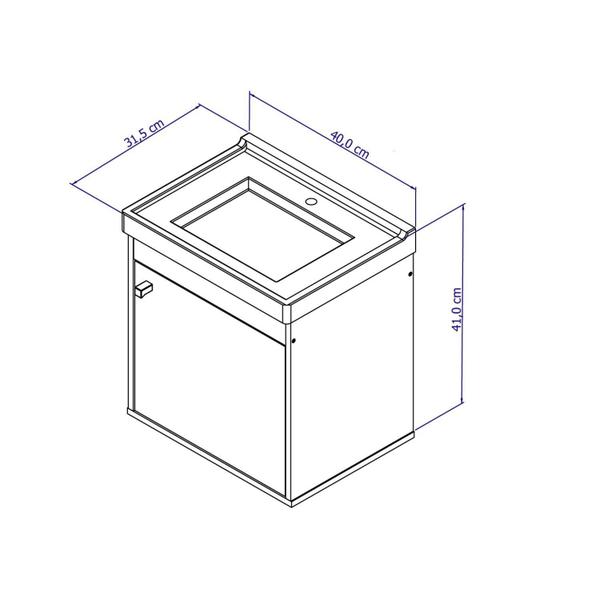 Imagem de Gabinete Suspenso para Banheiro com Cuba 40cm em MDF Veneto Riverzza