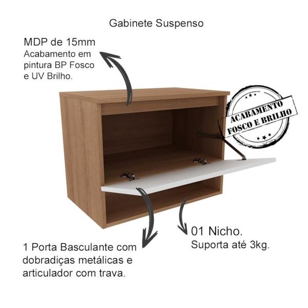 Imagem de Gabinete Suspenso Para Cuba De Banheiro BN3606 Amendoa Branco Tecno Mobili