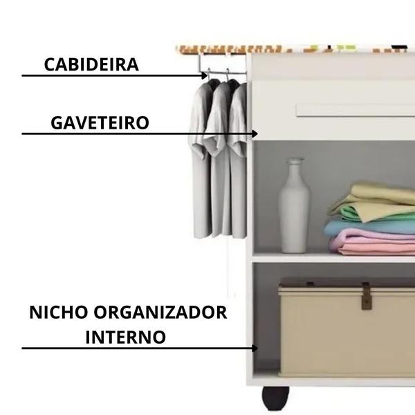 Imagem de Gabinete tábua de passar roupa evora com gaveta e nicho  branco