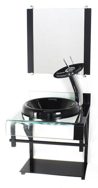 Gabinete Vidro 40Cm Banheiro Curvado Duplo Pp Cuba Chapéu - Cubas E Gabinetes Imagem de Gabinete Vidro 40Cm Banheiro Curvado Duplo Pp Cuba Chapéu