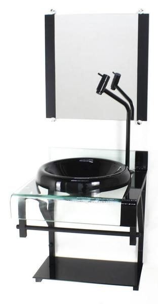Gabinete Vidro 40Cm Banheiro Curvado Duplo Pp Cuba Chapéu - Cubas E Gabinetes Imagem de Gabinete Vidro 40Cm Banheiro Curvado Duplo Pp Cuba Chapéu