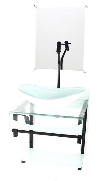 Gabinete Vidro 40Cm Banheiro Curvado Duplo Pp Cuba Oval - Cubas E Gabinetes Imagem de Gabinete Vidro 40Cm Banheiro Curvado Duplo Pp Cuba Oval