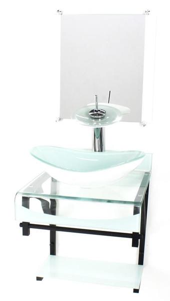 Gabinete Vidro 40Cm Banheiro Curvado Duplo Pp Cuba Oval - Cubas E Gabinetes Imagem de Gabinete Vidro 40Cm Banheiro Curvado Duplo Pp Cuba Oval