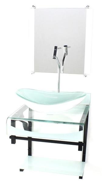 Gabinete Vidro 40Cm Banheiro Curvado Duplo Pp Cuba Oval - Cubas E Gabinetes Imagem de Gabinete Vidro 40Cm Banheiro Curvado Duplo Pp Cuba Oval