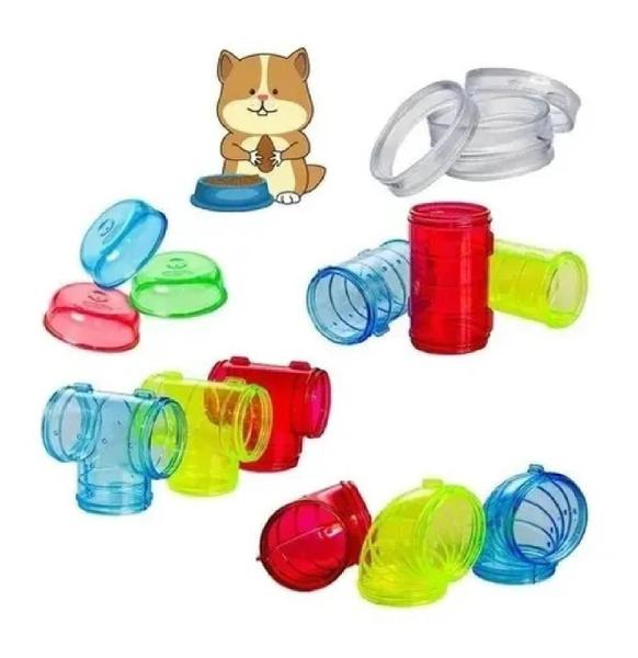 Imagem de Gaiola Hamster 3 Andares Tubo Luxo Lilás + Globo + Bebedouro