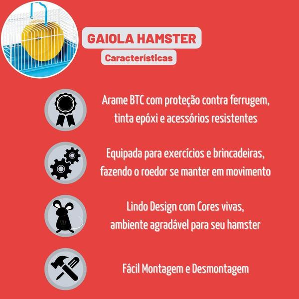 Imagem de Gaiola Hamster Básica Roedores Rodinha Brinquedo Jel Plast