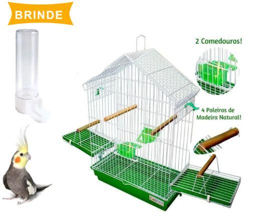 Gaiola para Calopsita e Pássaros Mansos com Teto Aramado Completa Verde - GAIOLAS BRAGANÇA Imagem de Gaiola para Calopsita e Pássaros Mansos com Teto Aramado Completa Verde