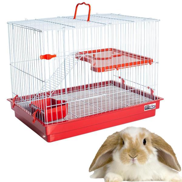 Gaiola Para Coelho Chinchila Hamster Com Andar Vermelho - Jel Plast Imagem de Gaiola Para Coelho Chinchila Hamster Com Andar Vermelho