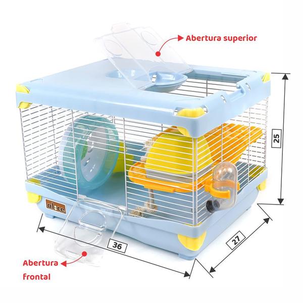 Imagem de Gaiola para Hamster multifuncional, grande, um andar, com casa, roda giratória, túnel e corda