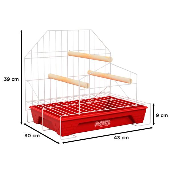 Imagem de Gaiola para Pássaros com Bandeja Removível - 43x39x30 cm