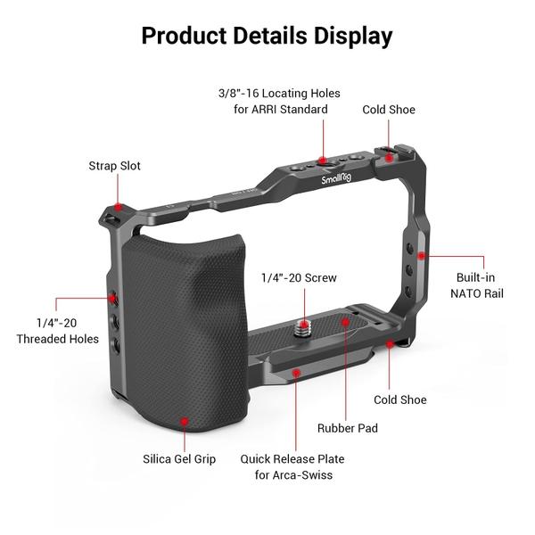 Imagem de Gaiola SMALLRIG ZV-E10 com alça de silicone para Sony ZV-E10