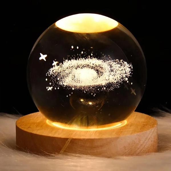 Imagem de Galaxy 3D Cristal Night Light Bola De Cristal Brilhante Lâmpada Planetária Decoração De Casa