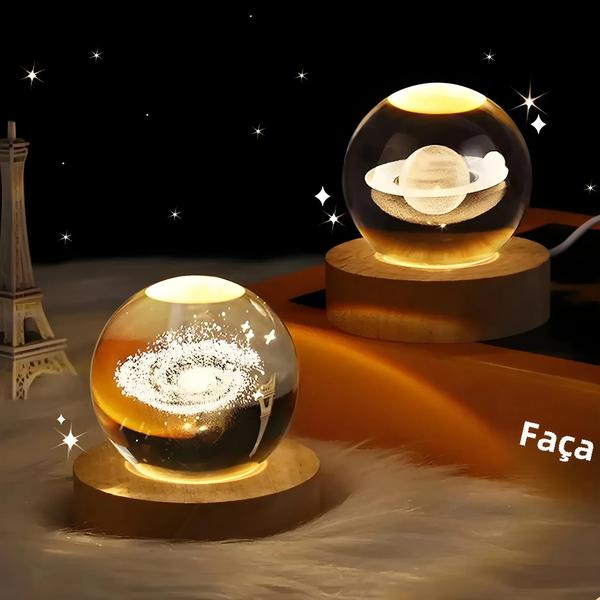 Imagem de Galaxy 3D Cristal Night Light Bola De Cristal Brilhante Lâmpada Planetária Decoração De Casa