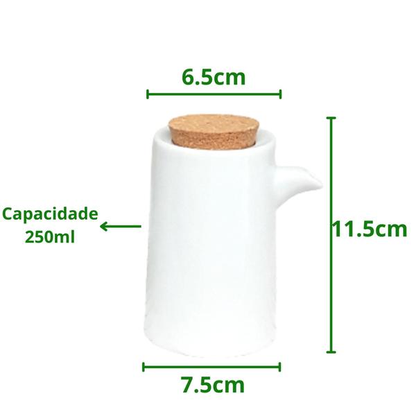 Imagem de Galheteiro Porta Óleo Garrafa Azeite Shoyo Cozinha 250ml Porcelana Branca