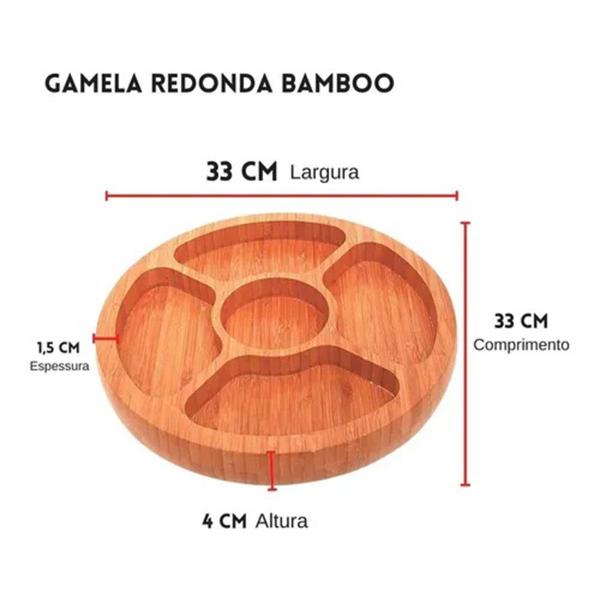 Imagem de Gamela Bandeja Bamboo Mor Churrasco Aperitivos 5 Divisórias