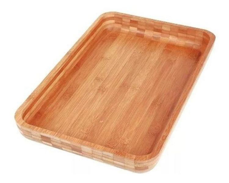 Imagem de Gamela Para Churrasco De Bamboo Saladeira Retangular 30x45cm