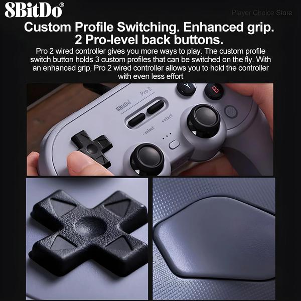 Imagem de Gamepad 8BitDo Pro 2 Sem Fio/Com Fio para Nintendo Switch, PC, Retropie e Raspberry Pi