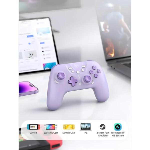 Imagem de Gamepad Sem Fio Bluetooth Aolion Pro com Giroscópio de 6 Eixos - Compatível com Nintendo Switch, Android, iPhone e PC