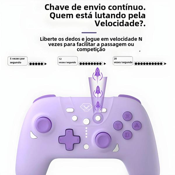 Imagem de Gamepad Sem Fio Bluetooth Aolion Pro com Giroscópio de 6 Eixos - Compatível com Nintendo Switch, Android, iPhone e PC