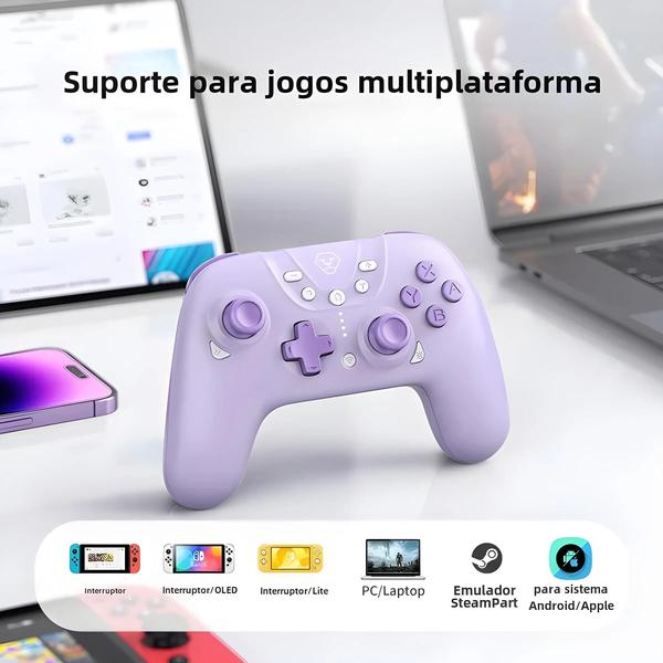 Imagem de Gamepad Sem Fio Bluetooth Aolion Pro com Giroscópio de 6 Eixos - Compatível com Nintendo Switch, Android, iPhone e PC