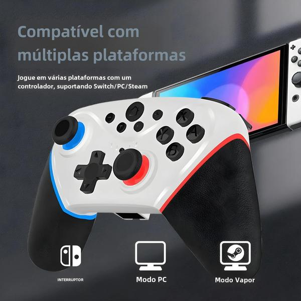 Imagem de Gamepad Sem Fio para Nintendo Switch - Lite, OLED, Multiplataforma - Função Turbo