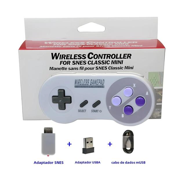 Imagem de Gamepad Sem Fio Roxo 2.4G - Compatível com SNES Mini, PC, Windows, NS Switch e Celular