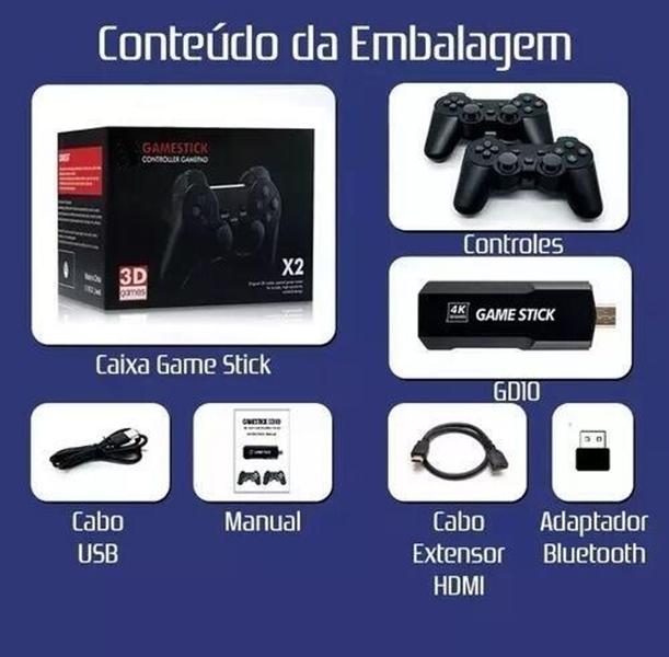 Imagem de Gamer Stick4K  GD102X De Videogame Para Televisão Com 02 Controles e 35.000JGS