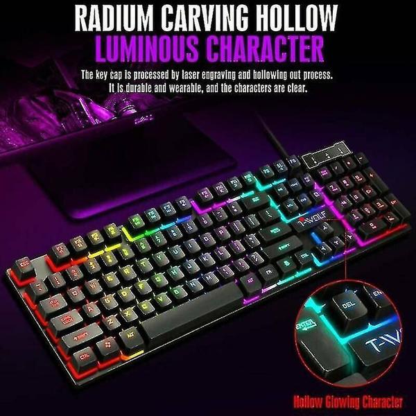 Imagem de GAMING RGB LED Backlit Teclado Mecânico com Fio + Conjuntos de Mouses