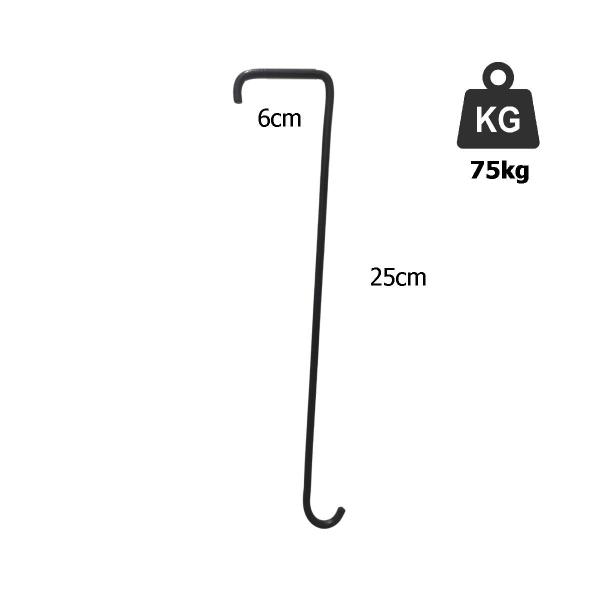 Imagem de Gancho 25cm Pendurar no Telhado Vasos E Gaiolas Preto 12