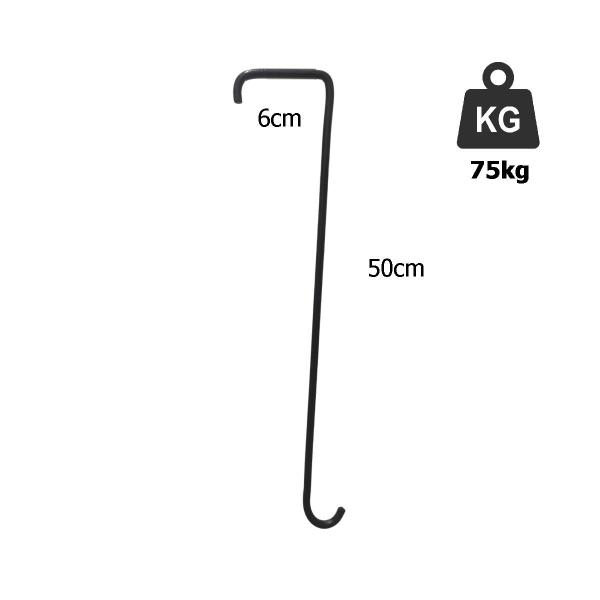 Imagem de Gancho 50cm Pendurar no Telhado Vasos E Gaiolas Preto 10