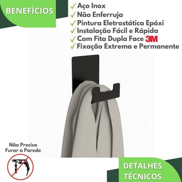 Gancho Adesivo 3m Cabide De Parede Preto Autocolante ELG - MetalCromo Imagem de Gancho Adesivo 3m Cabide De Parede Preto Autocolante ELG