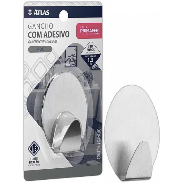 Imagem de Gancho Adesivo Atlas Primafer Inox 1,5Kg Com 1 Peca - Pr2593