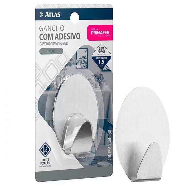 Imagem de Gancho Adesivo Atlas Primafer Inox 1,5Kg Com 1 Peca - Pr2593