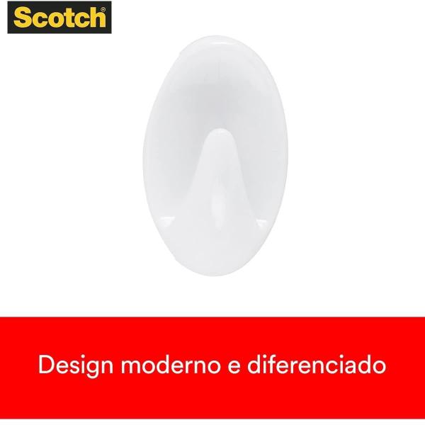 Imagem de Gancho adesivo branco pequeno com 4 unidades 3m scotch