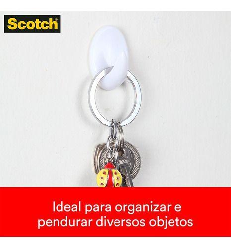 Imagem de Gancho Adesivo De Plástico Branco Scotch 3m Até 500g