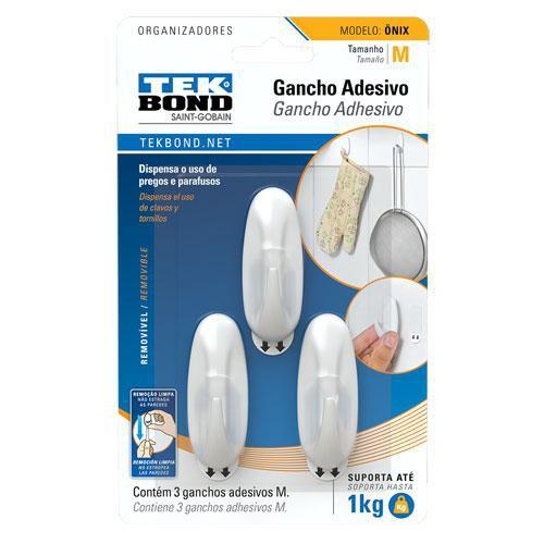 Gancho Adesivo de Plástico Onix M Tek Bond Ideal Para Todos Os Ambientes - Tekbond Imagem de Gancho Adesivo de Plástico Onix M Tek Bond Ideal Para Todos Os Ambientes