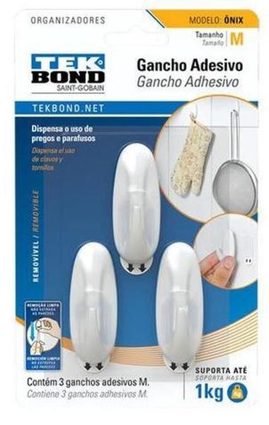 Gancho Adesivo de Plástico Onix M Tek Bond Ideal Para Todos Os Ambientes - Tekbond Imagem de Gancho Adesivo de Plástico Onix M Tek Bond Ideal Para Todos Os Ambientes