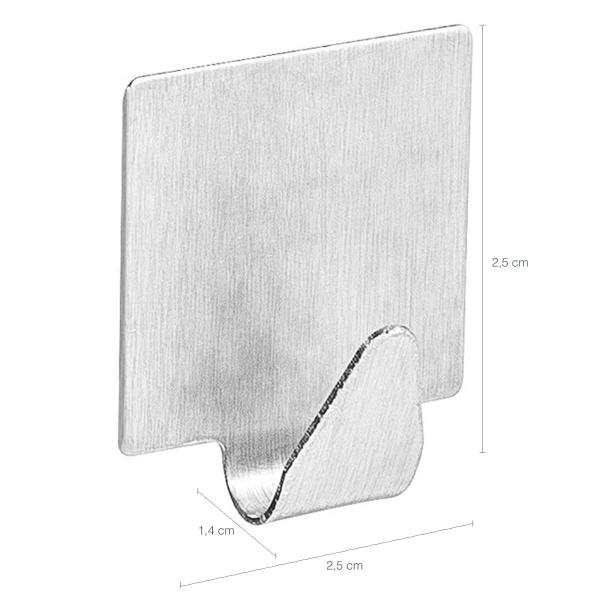 Imagem de Gancho Adesivo Inox Quadrado P Aplik Autocolante de Parede 500g Multiuso Ordene