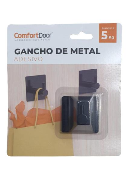 Imagem de Gancho Cabide De Parede Autoadesivo Quadrado Inox Preto