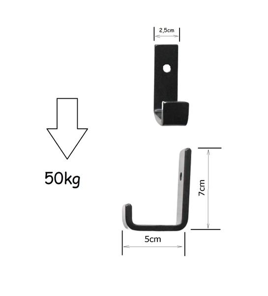 Imagem de Gancho de Ferro Para Parede Suporta Mais de 50kg 4x7cm 8 pçs