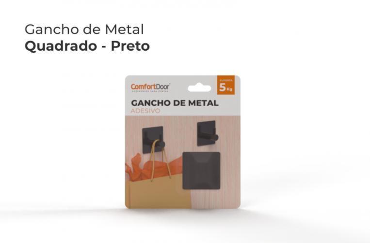 Imagem de Gancho De Metal Adesivo Suporta 5Kg Comfortdoor Preto