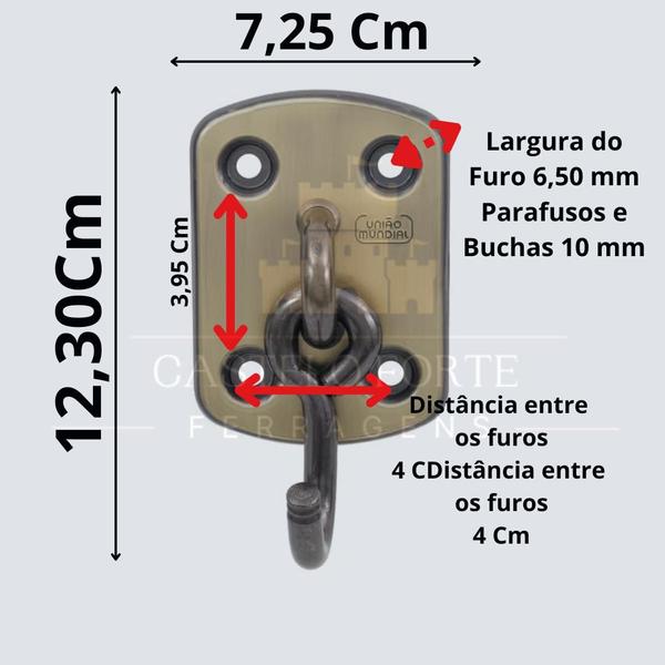 Imagem de Gancho De Rede De Parafusar Aço Carbono Oxidado União Mundial 2 Unidades