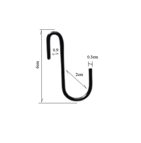 Imagem de Gancho em S 6cm Organizador de Metal Preto 100 pçs