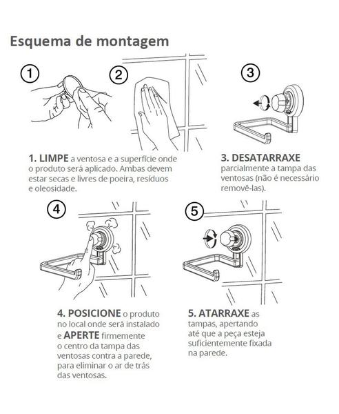 Imagem de Gancho Multiuso Branco com Ventosa Plástico Banheiro / Cozinha - Future