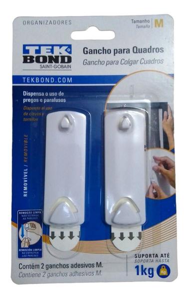 Imagem de Gancho Para Quadros Tek Bond - Tam. M 2pçs Suporta Até 1kg