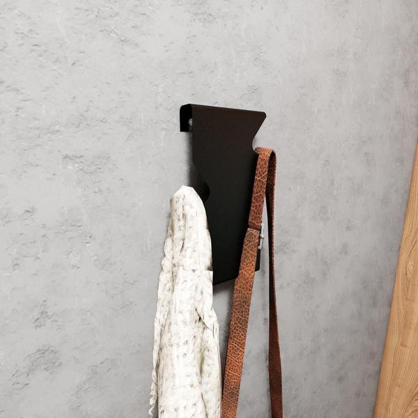 Gancho Parede Porta Suporte Cabideiro Multiuso Preto Fosco - Greni Metais Imagem de Gancho Parede Porta Suporte Cabideiro Multiuso Preto Fosco