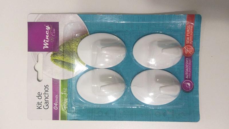 Gancho Plastico Auto Adesivo Com 4 Peças 5x3 Cm Suporta 1 Kg - Wincy Imagem de Gancho Plastico Auto Adesivo Com 4 Peças 5x3 Cm Suporta 1 Kg