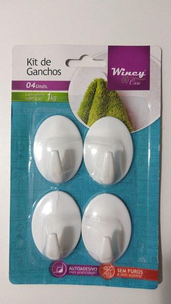 Gancho Plastico Auto Adesivo Com 4 Peças 5x3 Cm Suporta 1 Kg - Wincy Imagem de Gancho Plastico Auto Adesivo Com 4 Peças 5x3 Cm Suporta 1 Kg