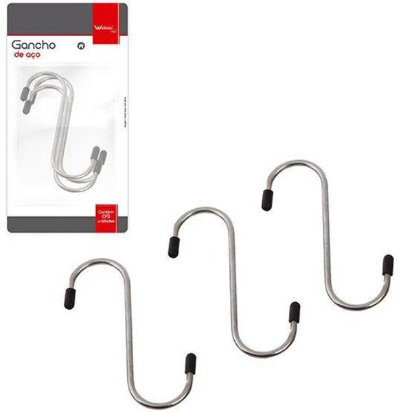 Gancho ''s'' de Metal Aco com Ponta Emborrachada 10cm Kit com 3 Pecas - Wellmix Imagem de Gancho ''s'' de Metal Aco com Ponta Emborrachada 10cm Kit com 3 Pecas - Wellmix