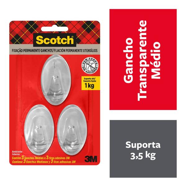 Imagem de Gancho Scotch Transparente Médio - HB004684328 - 3M